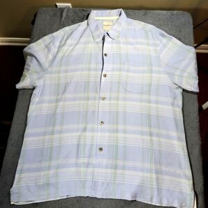 TOMMY BAHAMA HAWAIIAN SILK CAMP SHIRT MEN SIZE XXL Beach Cruise PLAID
